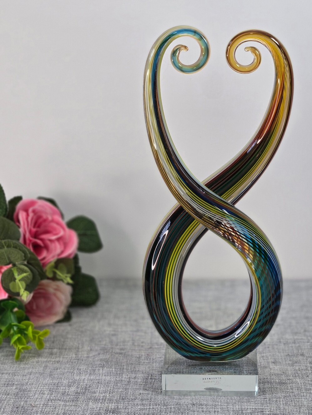 Vintage Murano Hand Blown Art Glass Artisan‎ Sculpture Rainbow Swirl Home Decor